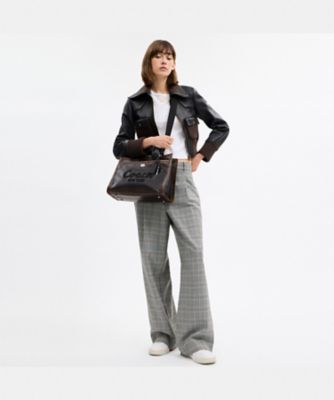 COACH、黒 レザー トートバッグ COACH コーチ レザー トートバッグ ブラック系【中古